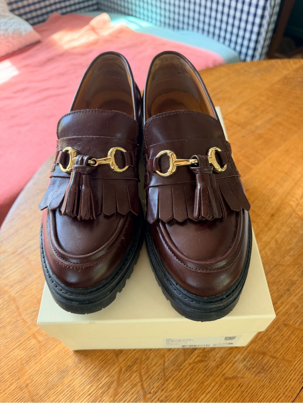Women’s Brown Tassel Loafers with Gold Hardware -Sézane Amy in chocolate 🍫 - Picture 3 of 6
